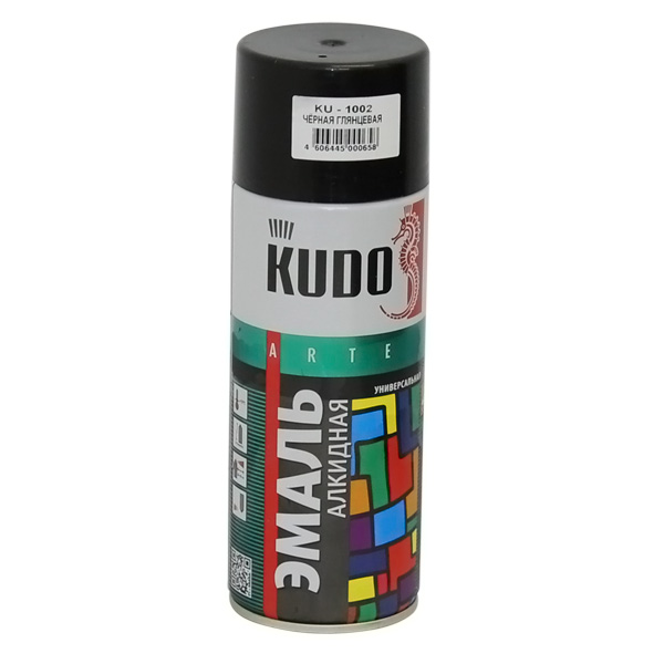 Краска универсальная черная глянцевая 520 мл KU1002 KUDO – фото